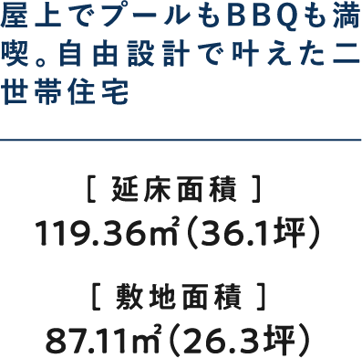 屋上でプールもBBQも満喫。自由設計で叶えた二世帯住宅